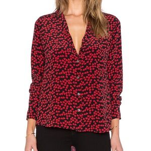 Equipment Adalyn Endless Heart Print Silk Blouse